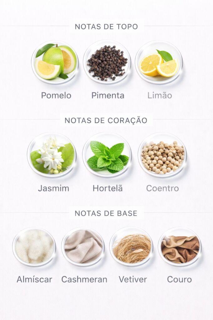 Notas do perfume de musk e especiairias da Chlorophylla