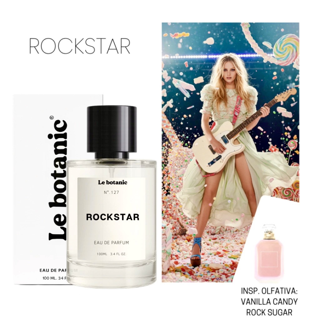 Contratipos Kayali: lista de perfumes inspirados em fragrâncias da marca 19 Perfume Rockstar Le botanic contratipo inspirado em Kayali Vanilla Candy Rock Sugar