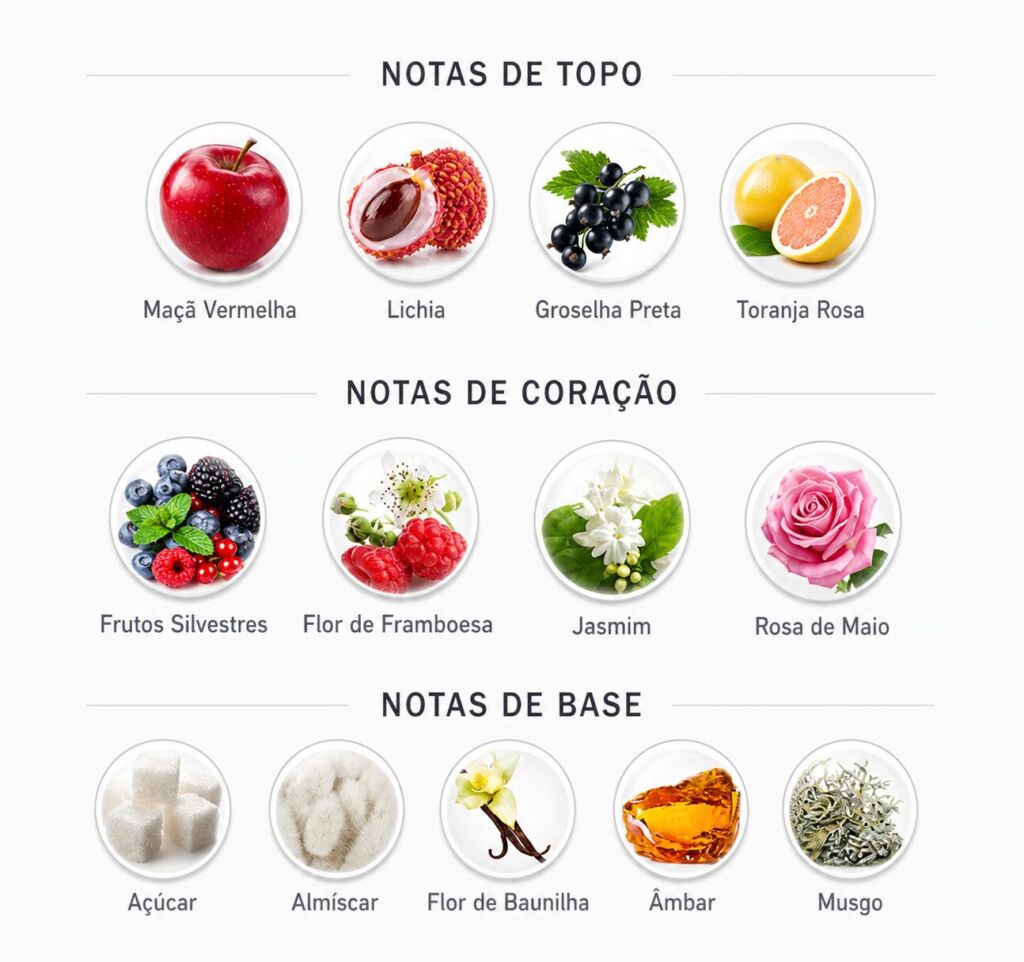 Contratipos Kayali: lista de perfumes inspirados em fragrâncias da marca 39 Pirâmide olfativa do perfume Kayali Eden Juicy Apple