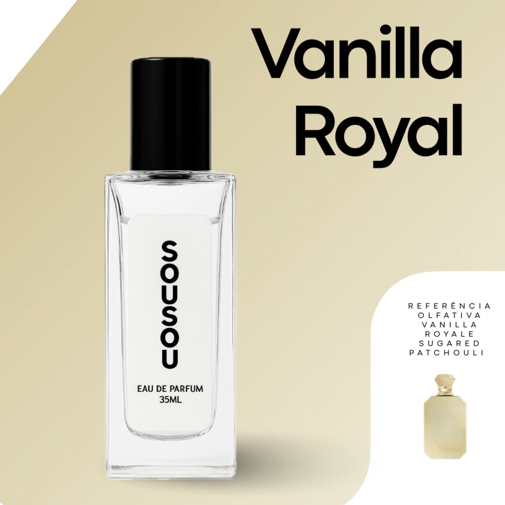 Contratipos Kayali: lista de perfumes inspirados em fragrâncias da marca 50 Perfume Vanilla Royal Sousou contratipo inspirado em Kayali Vanilla Royale Sugared Patchouli