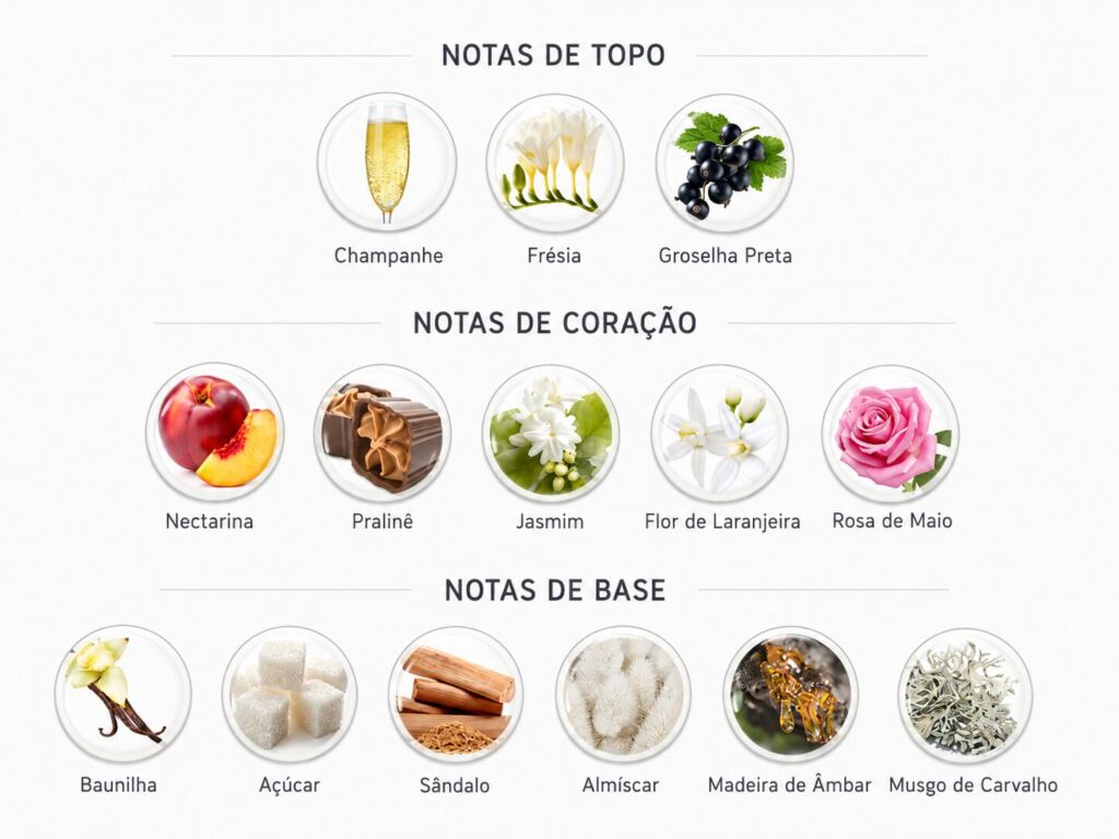 Contratipos Kayali: lista de perfumes inspirados em fragrâncias da marca 59 Pirâmide olfativa do perfume Kayali The Wedding Silk Santal
