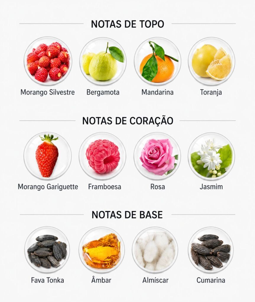 Pirâmide olfativa de Morango Ruby O Boticário