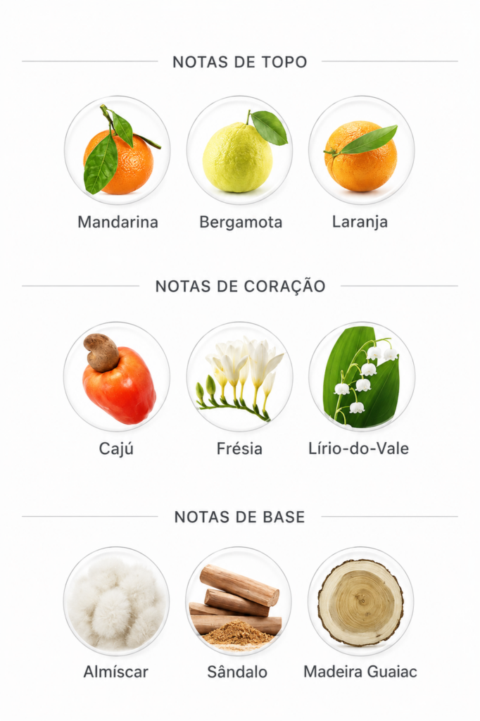 Notas do perfume Phebo Isolda Flor de Cajueiro